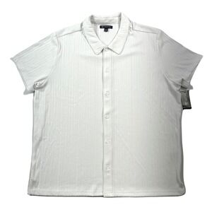INC Ribbed Collared Button-Down Shirt Mens‎ 2XL Bright White Knit $50